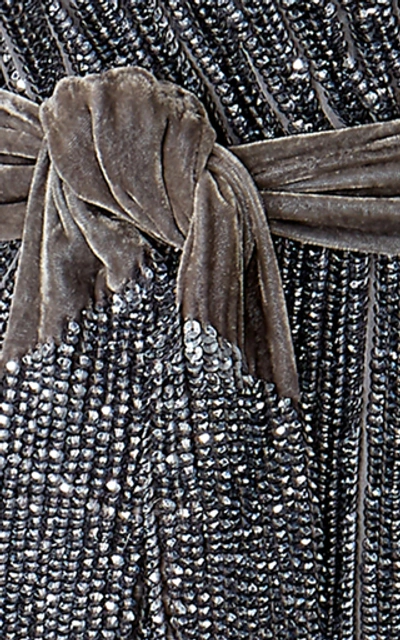 Shop Retroféte Julie Sequined Chiffon Mini Dress In Metallic