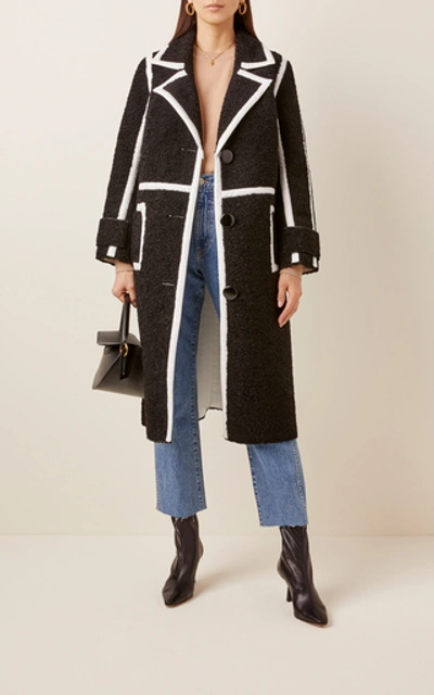 Shop Stand Studio Kenzie Faux Shearling Pvc Coat In Black