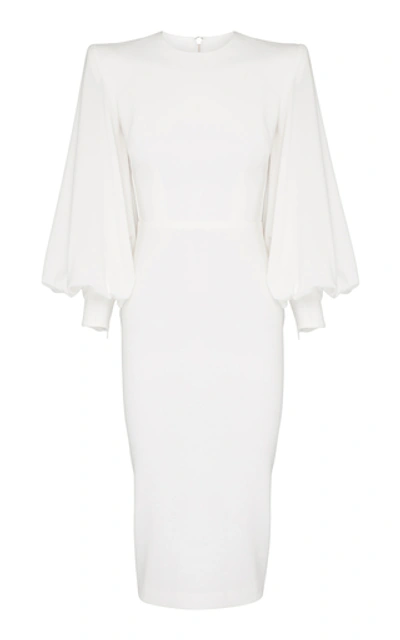 Shop Alex Perry Blunt Structured Crepe Midi Dress In White