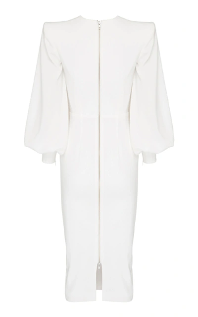 Shop Alex Perry Blunt Structured Crepe Midi Dress In White