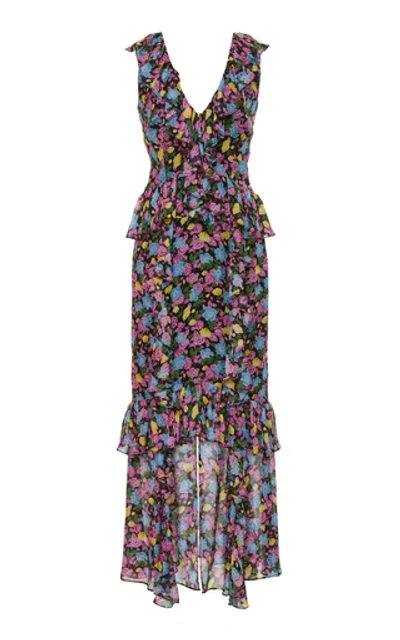 Shop Amur Evita Floral-print Silk Midi Dress