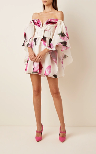 Shop Carolina Herrera Printed Silk Mini Dress In Floral