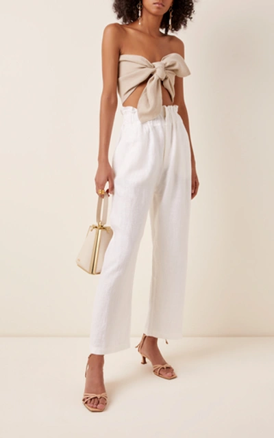 Shop Posse Ducky Elastic Waist Linen Pants In White