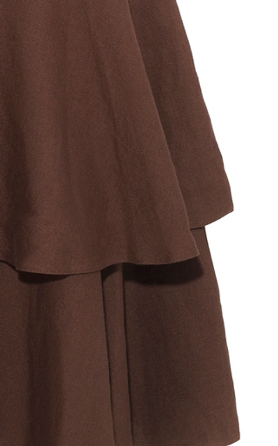 Shop Anna Mason Carmen Linen Tiered Skirt In Brown