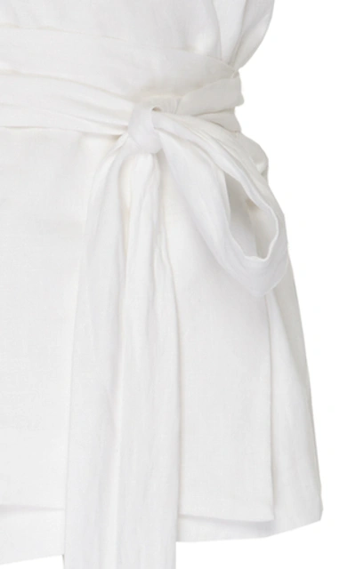Shop Albus Lumen Picolo Wrap-effect Halterneck Linen Top In White