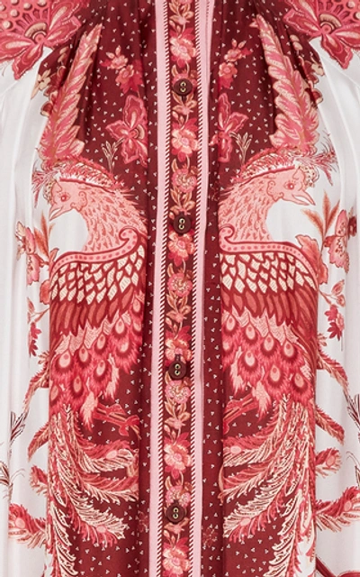 Shop Zimmermann Wavelength Printed Silk Maxi Dress In Pink