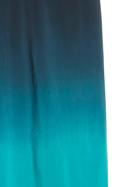 Shop Rixo London Kelly Ombre Silk Midi Skirt In Blue