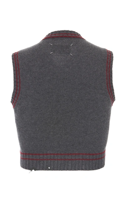 Shop Maison Margiela Distressed Wool-blend Vest In Grey