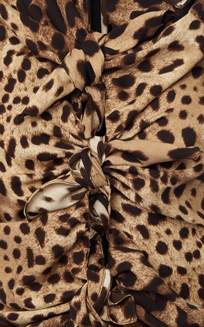 Shop Dolce & Gabbana Bow-detailed Printed Silk-blend Blouse In Animal