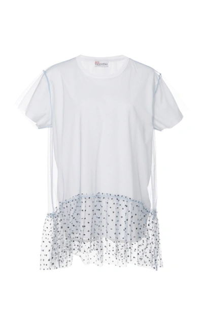 Shop Red Valentino Glitter Tulle T-shirt In White