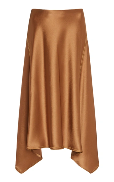 Shop Sies Marjan Darby Crinkled Satin Asymmetric Skirt In Brown