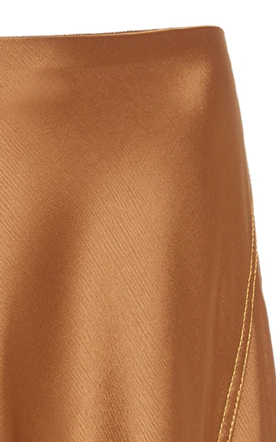 Shop Sies Marjan Darby Crinkled Satin Asymmetric Skirt In Brown