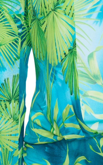 Shop Versace Jungle-printed Crepe Bodysuit