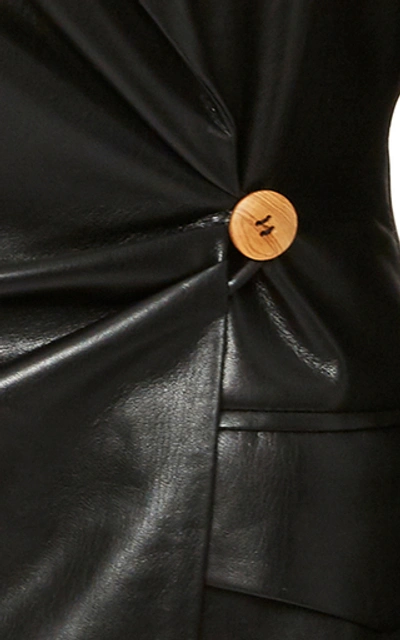 Shop Nanushka Blair Ruched Leather Blazer In Black