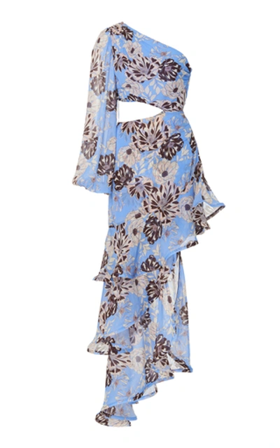 Shop Alexis Sabetta One-sleeve Cutout Asymmetric Dress In Print