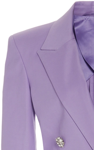 Shop Attico Stretch Wool Blazer Dress In Purple
