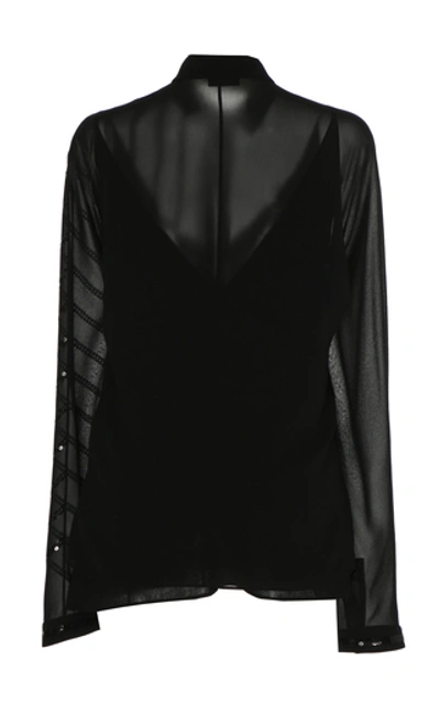 Shop Akris Sequined-embellished Silk-georgette Blouse In Black