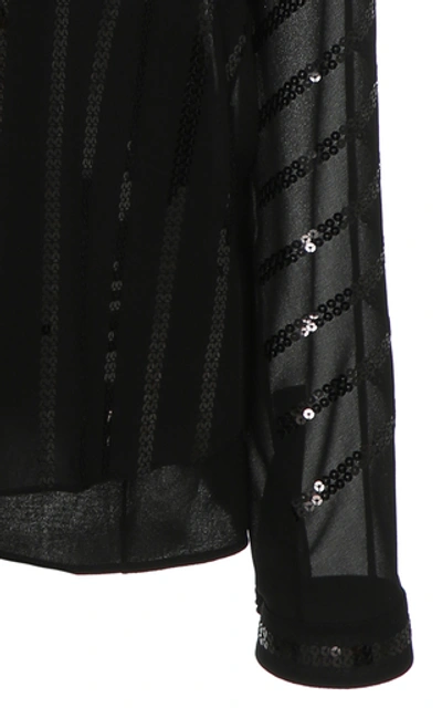 Shop Akris Sequined-embellished Silk-georgette Blouse In Black