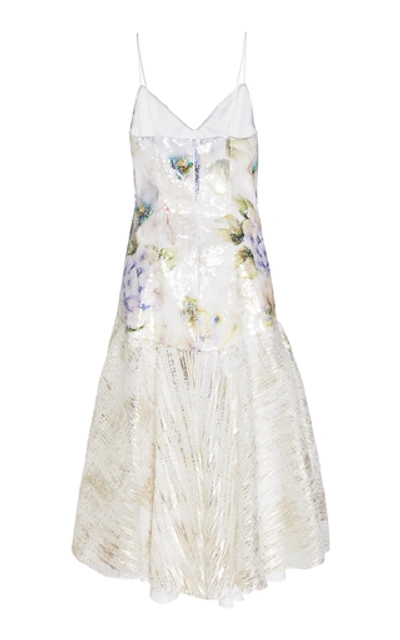 Shop Rodarte Floral-print Sequin Lamé Slip Dress