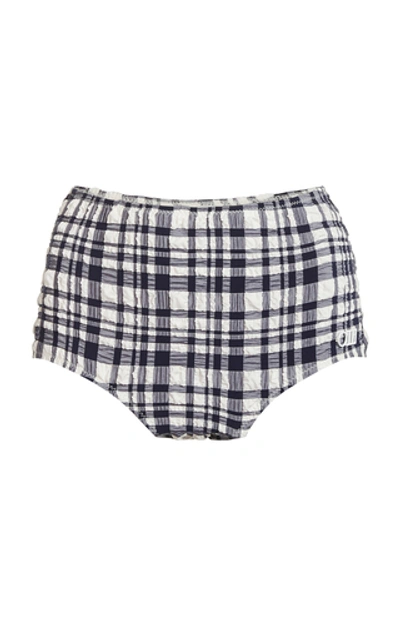 Shop Solid & Striped Ginger High-rise Bikini Bottoms In Plaid