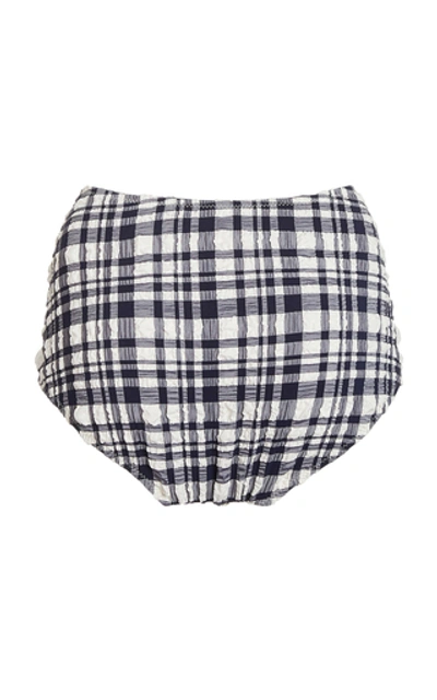 Shop Solid & Striped Ginger High-rise Bikini Bottoms In Plaid
