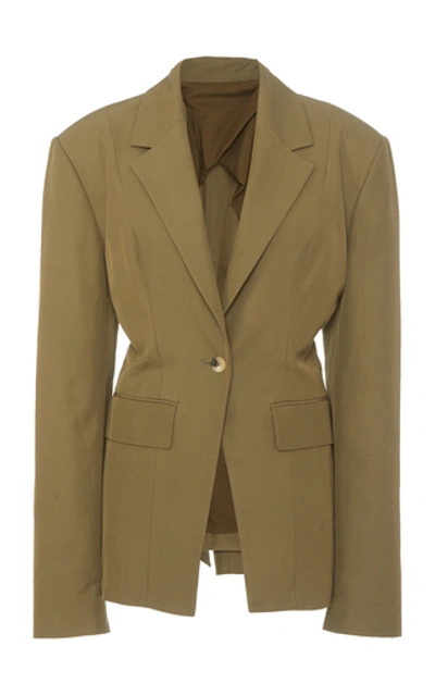 Shop Deveaux Irina Cinched Crepe Blazer In Green