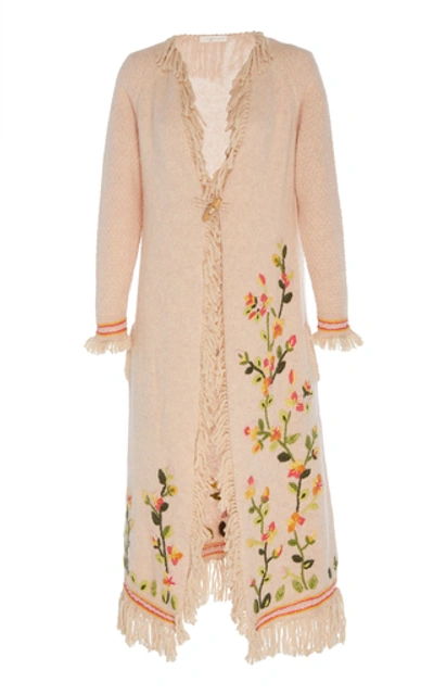 Shop Loveshackfancy Valencia Floral Embroidered Duster In Neutral