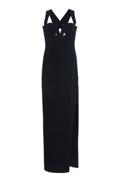 Shop Versace Cutout Crepe Maxi Dress In Black