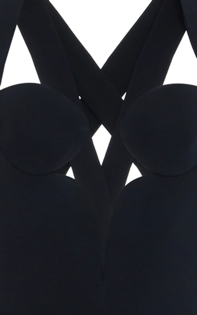 Shop Versace Cutout Crepe Maxi Dress In Black