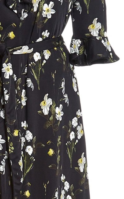Shop Erdem Farrell Floral-print Satin Maxi Dress In Multi