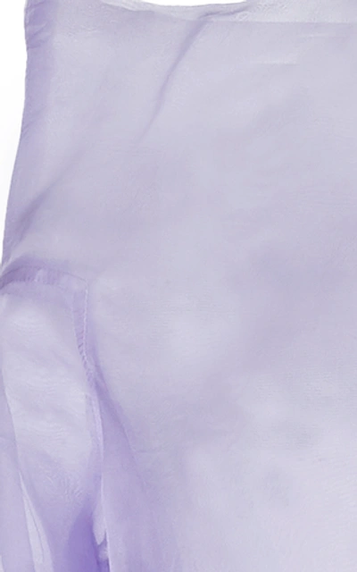 Shop Anais Jourden Asymmetric Silk Organza Off-the-shoulder Top In Purple