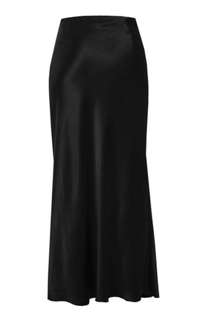 Shop Anna October Roma Button-detailed Satin Midi Skirt In Black