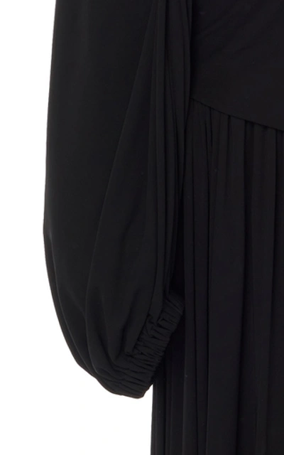 Shop Jw Anderson Single-sleeve Draped Jersey Dress In Black