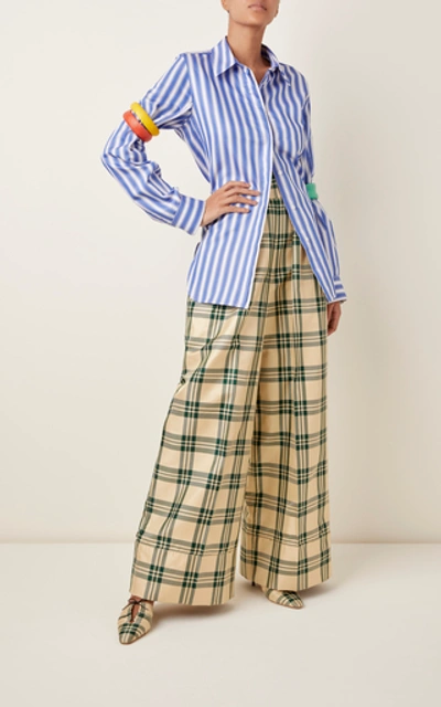 Shop Rosie Assoulin Plaid Silk-blend Wide-leg Pants