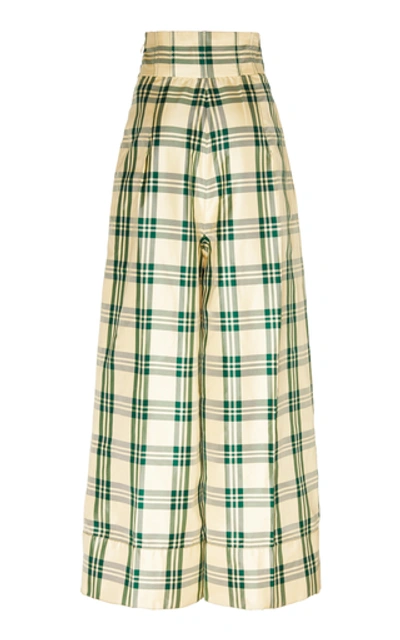 Shop Rosie Assoulin Plaid Silk-blend Wide-leg Pants