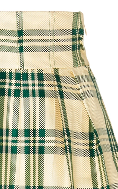 Shop Rosie Assoulin Plaid Silk-blend Wide-leg Pants