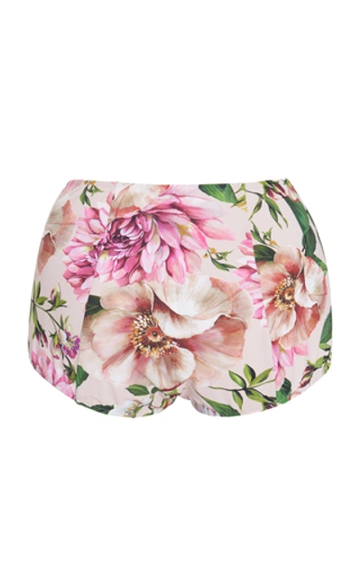 Shop Dolce & Gabbana Floral-print High-rise Bikini Bottoms