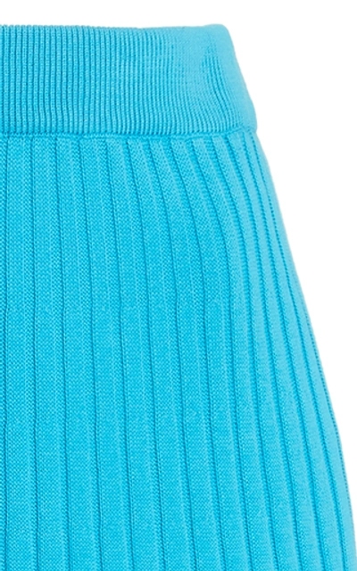 Shop Anna Quan Lulu Pleated Cotton Midi Skirt In Blue