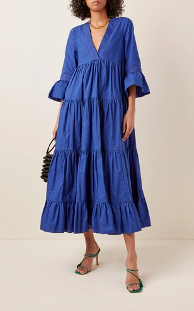 Shop La Doublej Women's Jennifer Jane Cotton-poplin Midi Dress In Blue