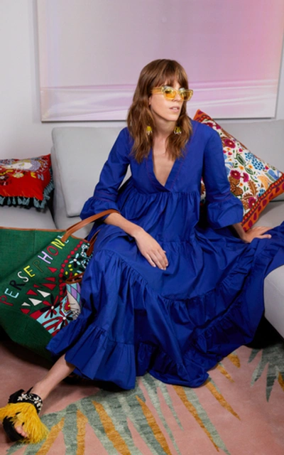 Shop La Doublej Women's Jennifer Jane Cotton-poplin Midi Dress In Blue