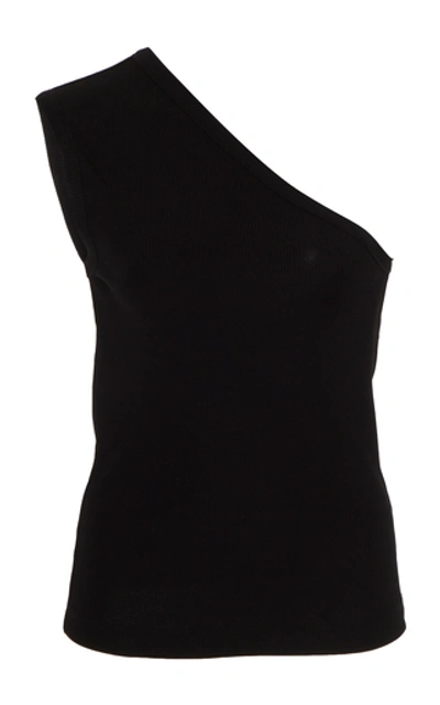 Shop Goldsign The Rib One-shoulder Stretch-jersey Top In Black