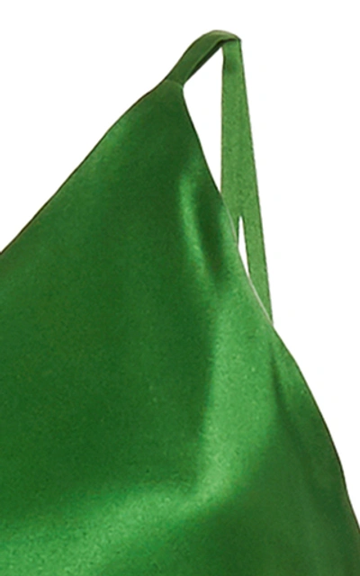Shop Galvan Roxy One-shoulder Satin Gown In Green