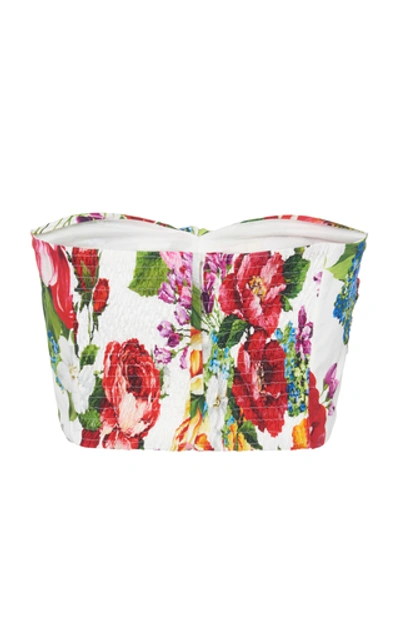 Shop Dolce & Gabbana Floral-print Knot-front Cotton Bralette