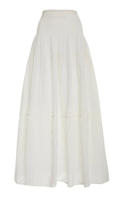 Shop Anaak Clara Semi-sheer Cotton Maxi Skirt In White