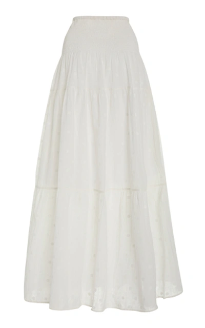 Shop Anaak Clara Semi-sheer Cotton Maxi Skirt In White