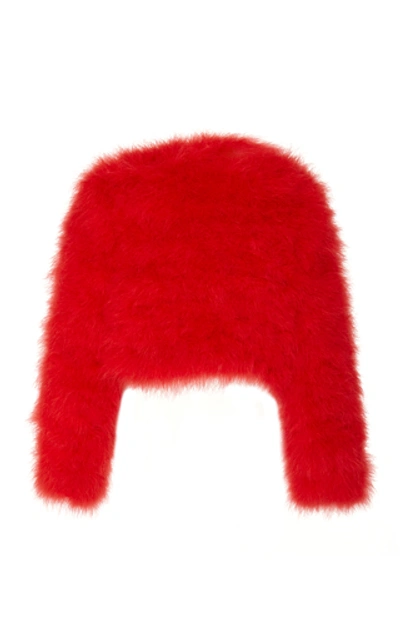Shop Ralph Lauren Alexi Marabou Feather Shrug In Red