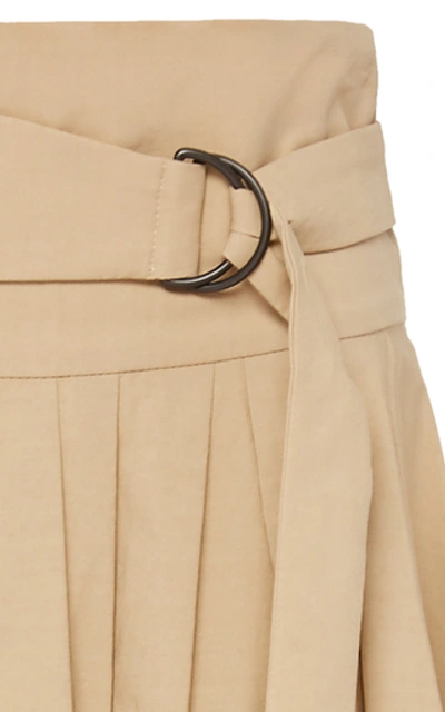 Shop Brunello Cucinelli Cotton Poplin Asymmetric Hem Wrap Skirt In Neutral