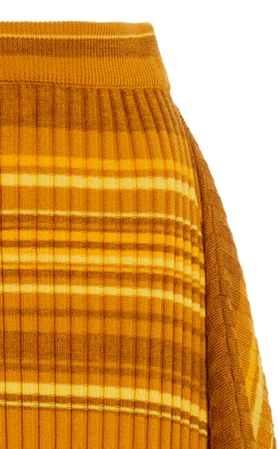 Shop Jw Anderson Infinity Asymmetric Striped Wool Skirt In Yellow