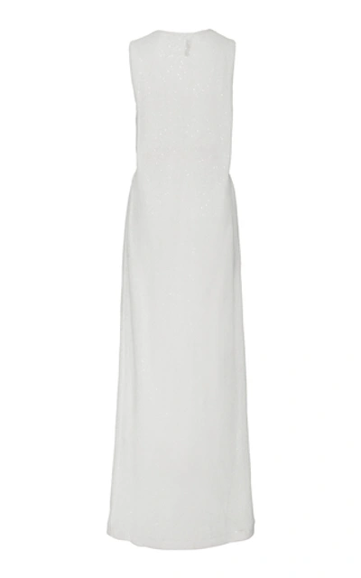 Shop Brunello Cucinelli Linen Silk Pailette Maxi Dress In White