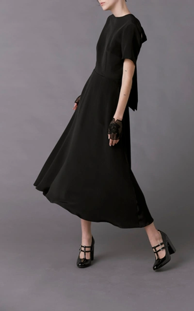 Shop Macgraw Bow Tie Silk Faille Dress In Black